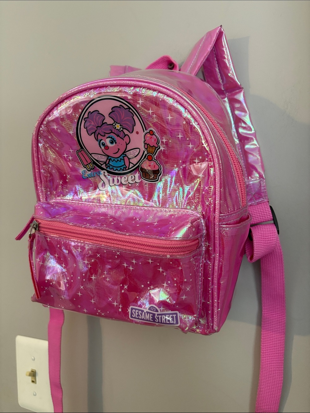 Sesame Street Abby Cadabby Pink Holographic Kids Backpack